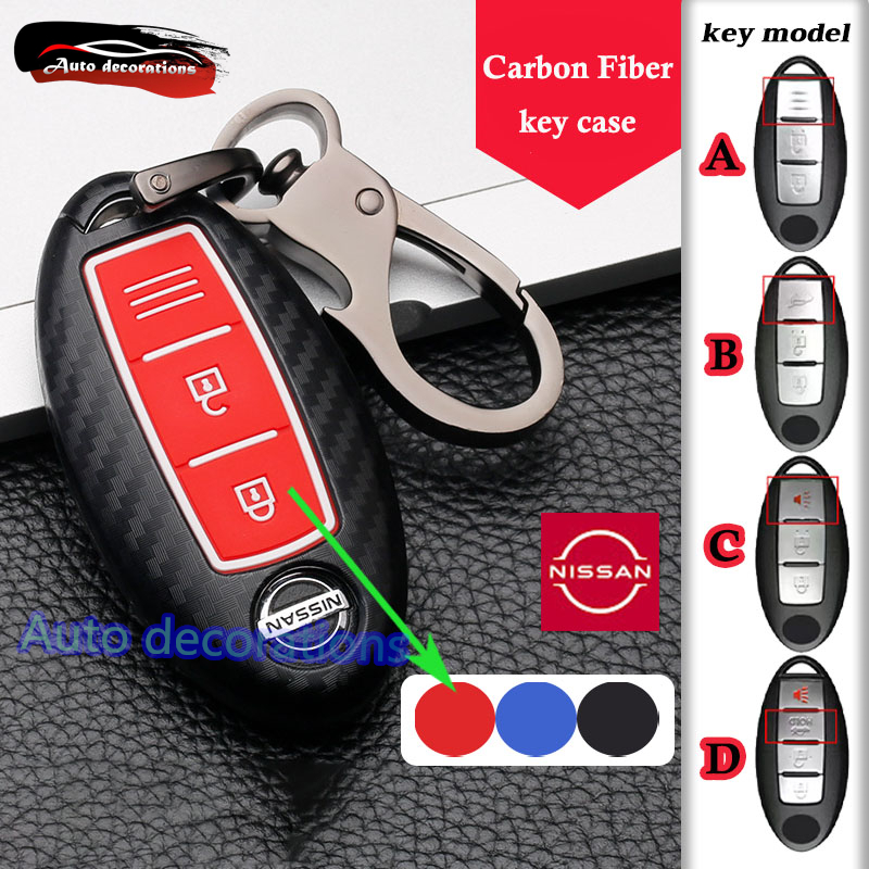 ABS คาร์บอนไฟเบอร์nissan Almera March navara Note kick e-power เคสกุญแจรถ Nissan teana tiida sylphy np300 x-restrial ฝาครอบกุญแจ Nissan พวงกุญแจ