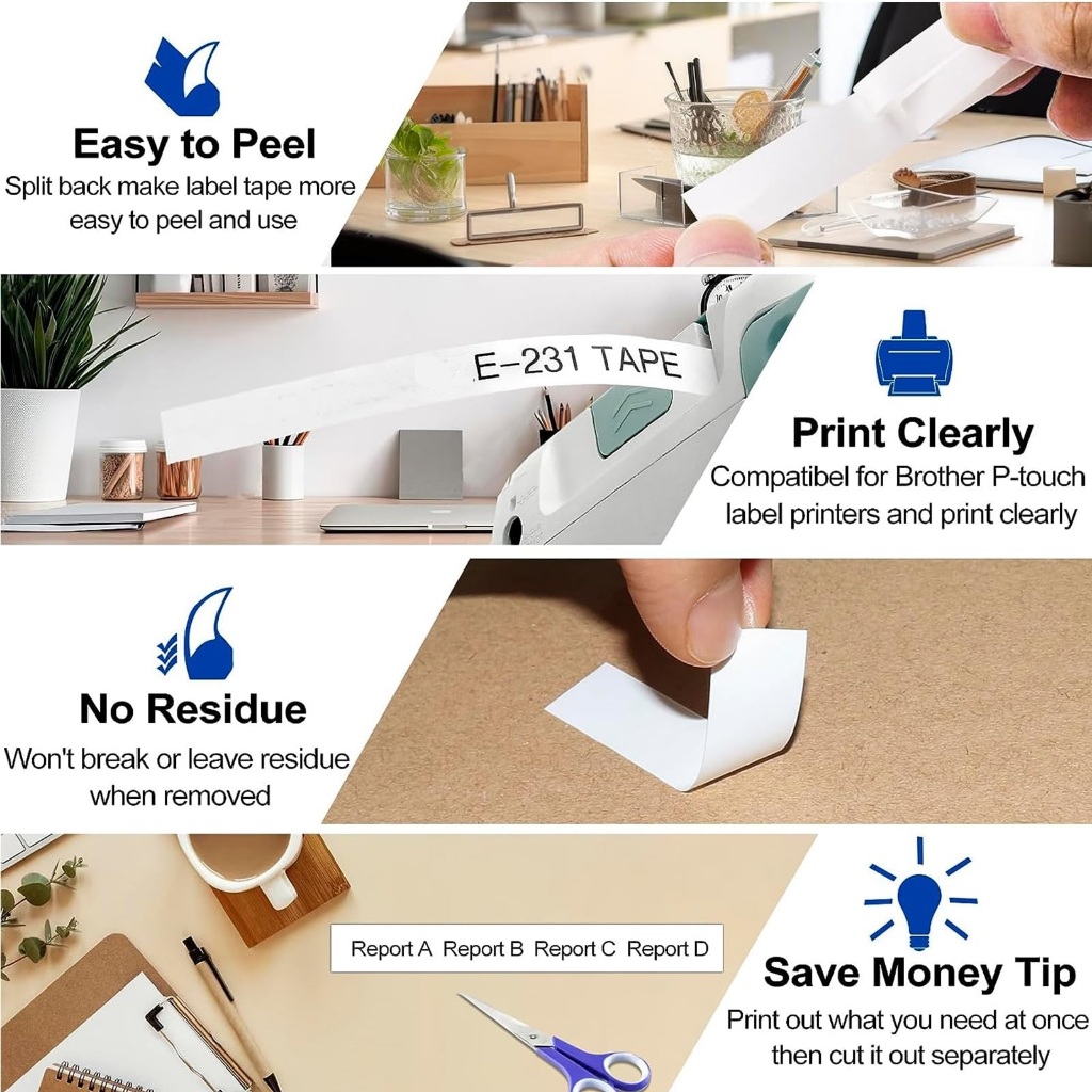 สําหรับ tze เทป 6/9/12/18/24 มม.สําหรับ Brother P Ttouch Label Maker เทปฉลาก tze-231 tze-631 tze-131 - รูปที่ 3