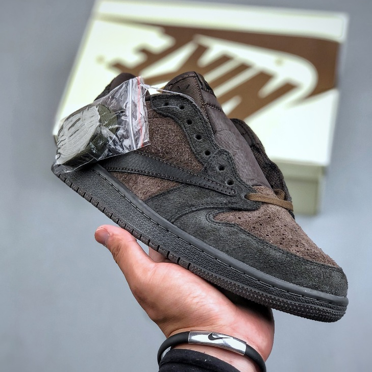 T Travis Scott x Air Jordan AJ1 Low OG SP TS Joint Black Brown Barb Low Cut
