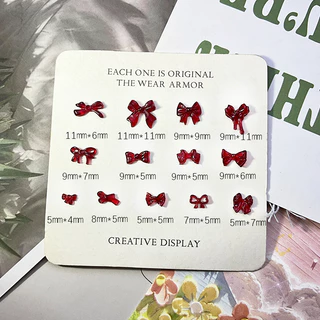 Rou Bao 50 ชิ้นเล็บผสมไวน์แดงโบว์หลายสไตล์ Girly 3D เรซิ่นเล็บ Art DIY Charms ตกแต่ง