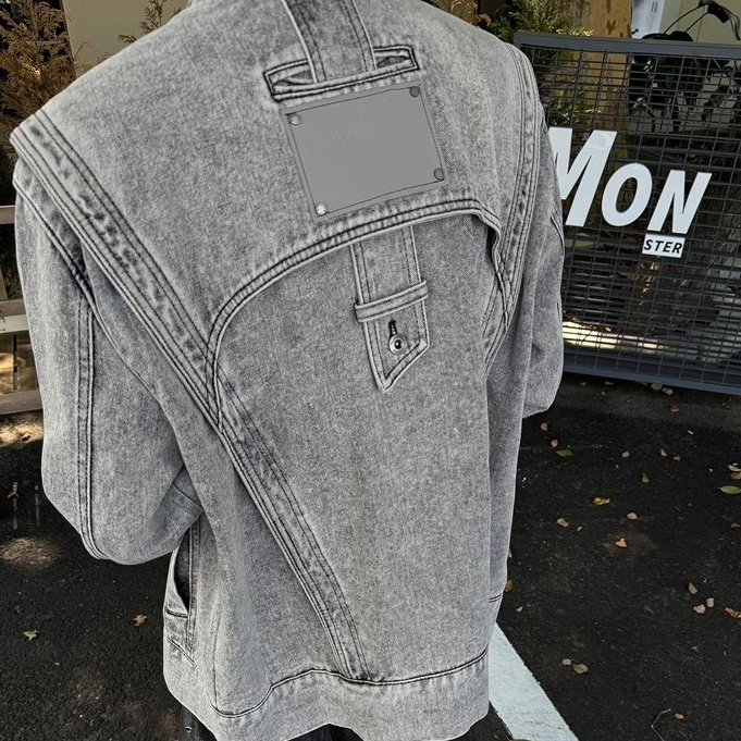 Pannofluxus แจ็คเก็ตยีนส์ผู้ชายอเมริกันย้อนยุคหลวมสบายๆสไตล์ถนนออกแบบเย็บปะติดปะต่อกันแจ็คเก็ตรถจักรยานยนต์คุณภาพสูง