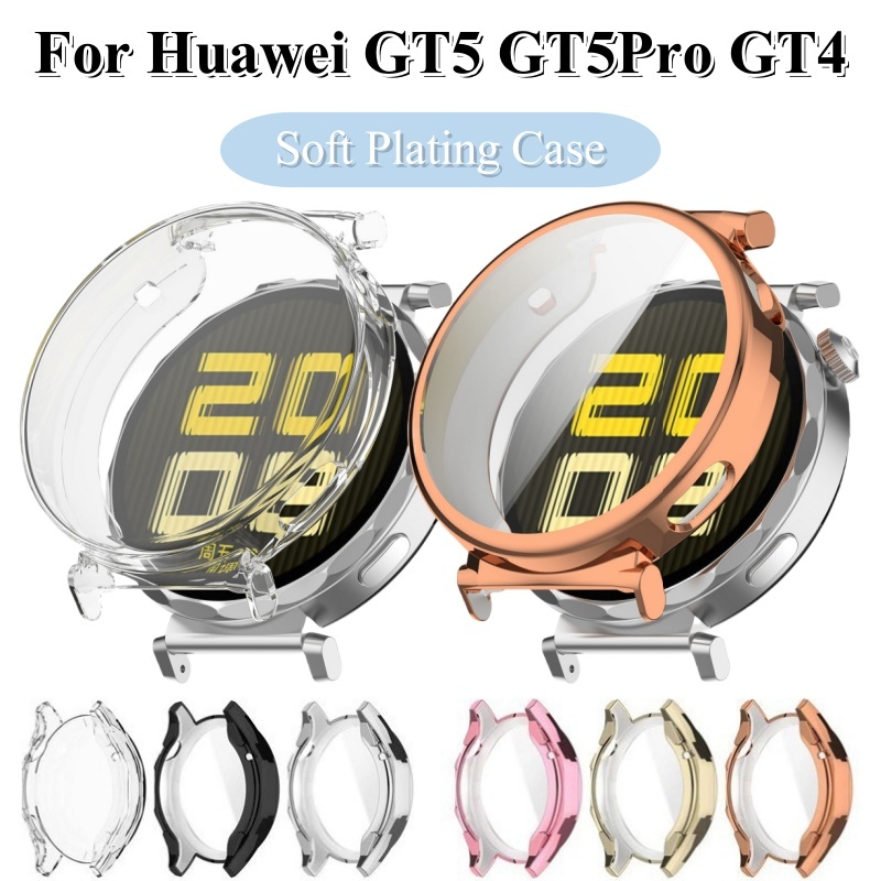 Tpu ชุบสําหรับ Huawei นาฬิกา GT 5 5Pro 4 46 มม.42 มม.41 มม.นาฬิกาสมาร์ทคลุมทั้งหมด Soft Screen Protector สําหรับ Huawei นาฬิกา GT5 Pro GT4 เกราะป้องกัน