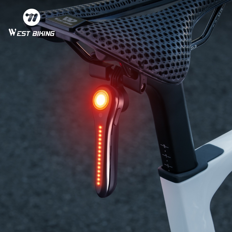 WEST BIKING อัจฉริยะ Light-Sensitive ไฟท้ายจักรยาน IPX6 กันน้ําสมาร์ทเบรคเซ็นเซอร์สั่นสะเทือนขี่จักรยานด้านหลัง MTB จักรยานเสือหมอบ Night Safety Light