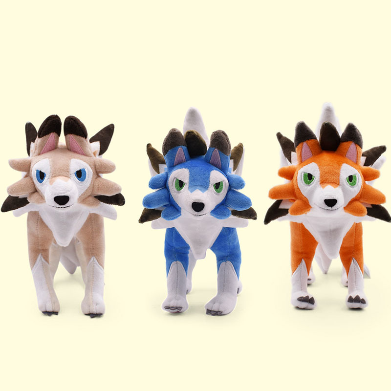 25 ซม.Pokemon Plush Sun Moon Alola Solgaleo Lunala Lycanroc Dusk & Lycanroc Daytime & Lycanroc Night