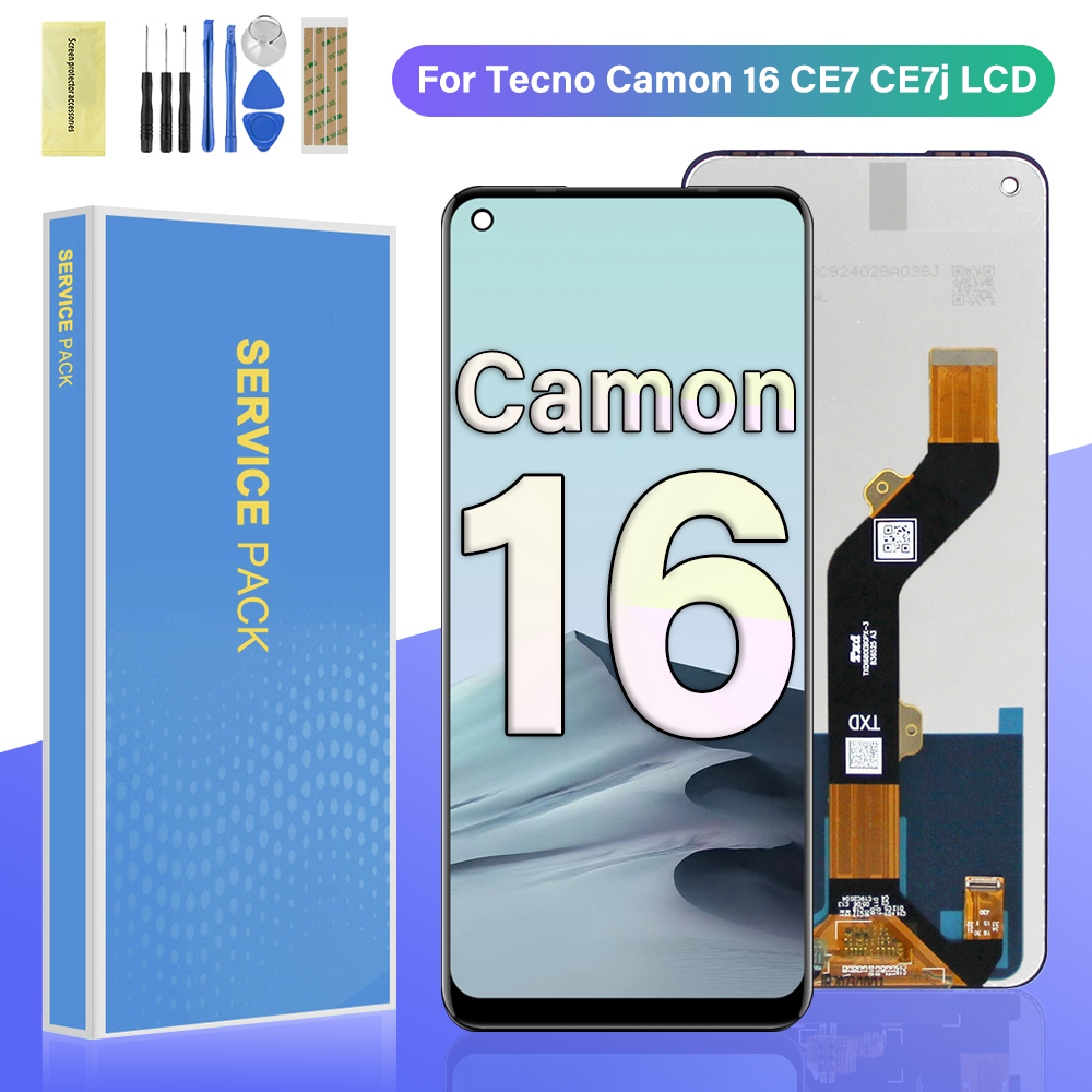 Tecno Camon 16 LCD CE7 CE7j CE9h จอแสดงผล Touch Screen Digitizer พร้อมกรอบอะไหล่