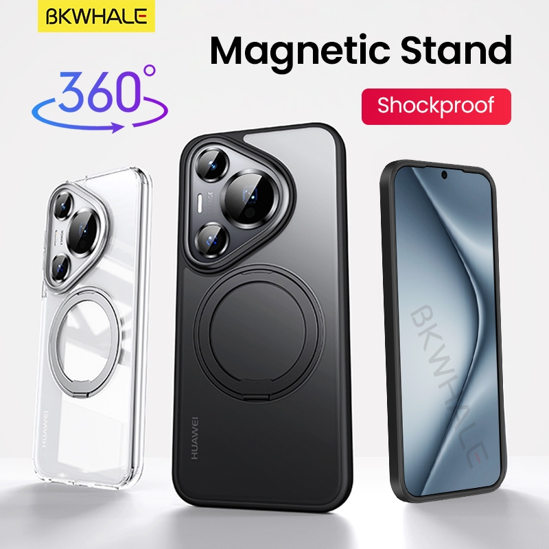 BKWHALE 360° หมุนได้ขาตั้งเคสโทรศัพท์แม่เหล็กสําหรับHuawei Pura80 Pura70 Pro + Pura 70 Ultra Mate 80 70 Mate80 Mate70 Mate60 Pro + กันกระแทกปกหลังแม่เหล็กBracketปลอก – โปรปัง