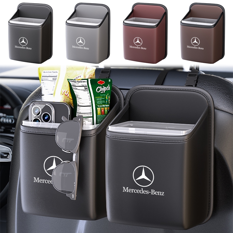 1pcs Napa หนังรถที่นั่งกลับ Organizer กระเป๋ารถยนต์สําหรับ Mercedes Benz Class W212 W211 W210 W203 W204 W205 CLA GLK CLS ACE