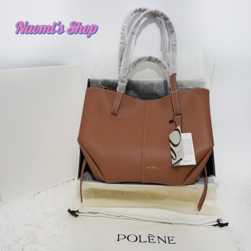 [กล่องเดิม + ถุงเก็บฝุ่น] Po**lene Cyme กระเป๋าถือ กระเป๋าถือสตรีฝรั่งเศสหนังแท้ ความจุขนาดใหญ่