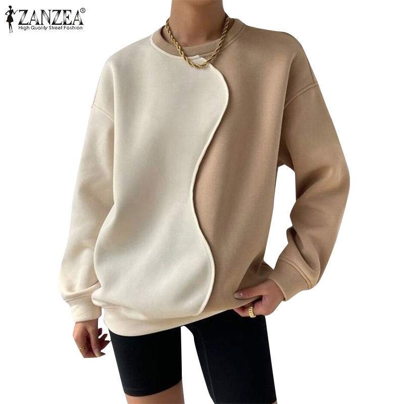 Zanzea เสื้อสเวตเตอร์สวมหัวแขนยาวลําลองเกาหลีสําหรับผู้หญิง