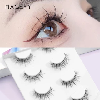 MAGEFY ขนตาปลอม 3D แบบใช้ซ้ำได้ หนานุ่มเป็นธรรมชาติ กันน้ำ ติดทนนาน ขนตาปลอมระดับมืออาชีพ 4 คู่ 7307