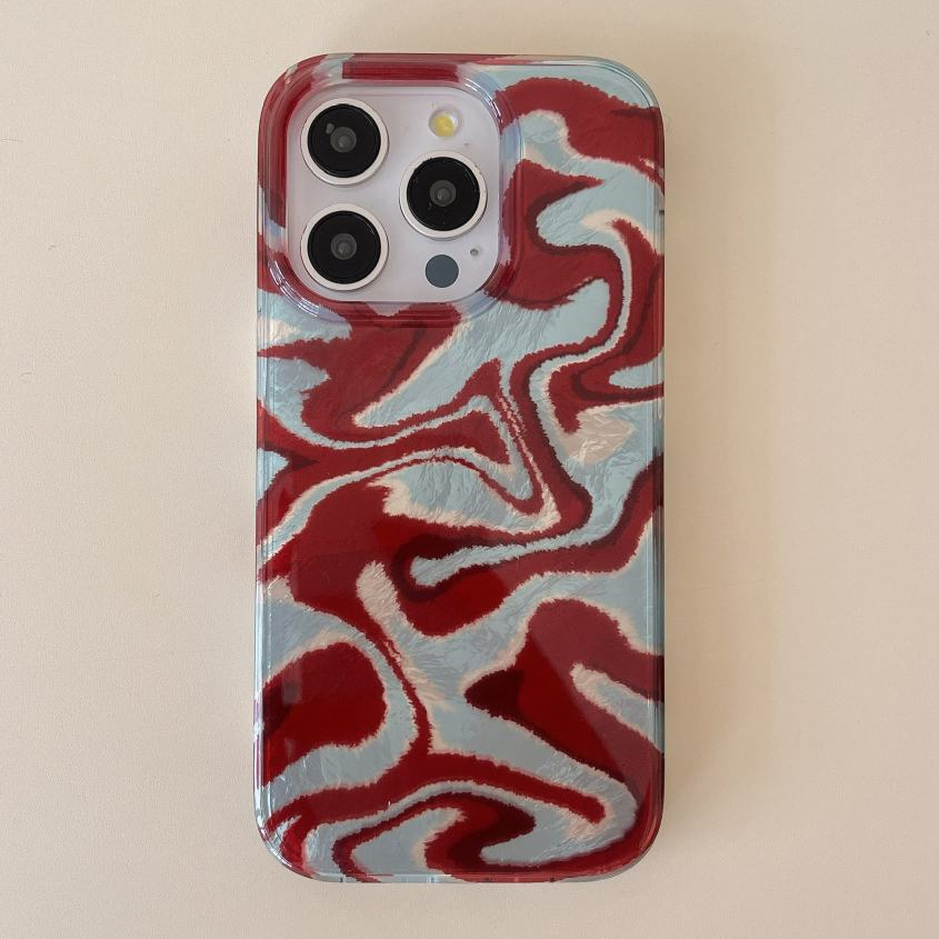 เกาหลี INS ระลอกน้ําเนื้อเลเซอร์แฟชั่นเคสโทรศัพท์สําหรับ iPhone 16 15 14 13 Pro Max กลับฝาครอบโทรศัพท์ Capa