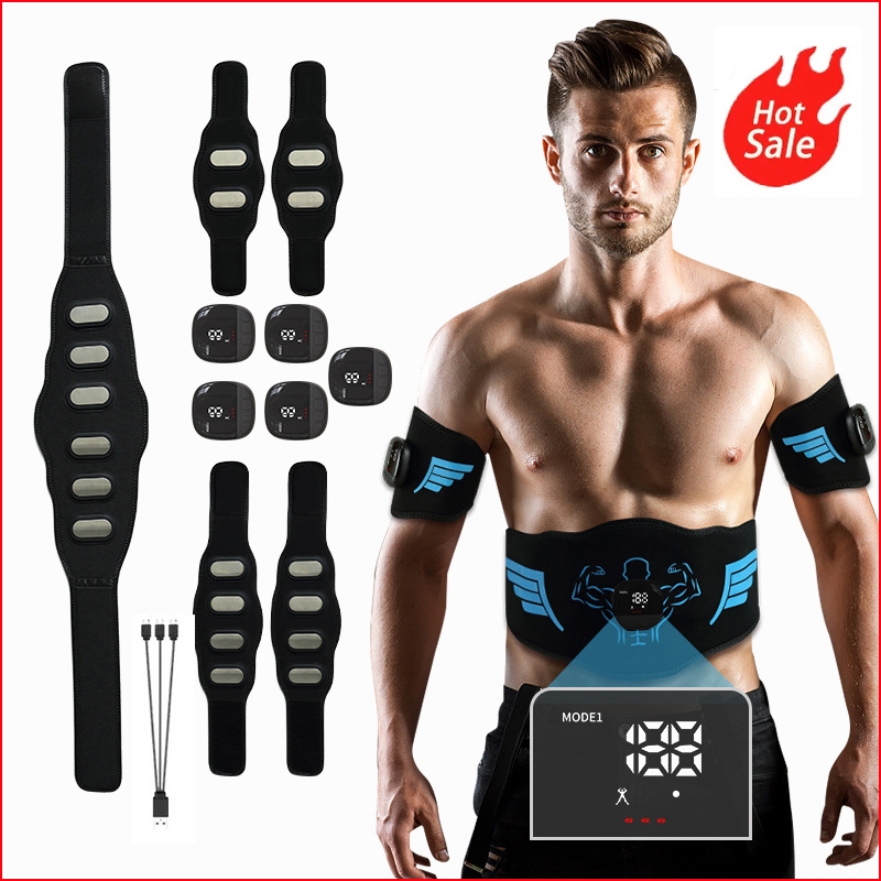 ท้องฟิตเนสเข็มขัดสั่นสะเทือน EMS เครื่องกระตุ้นกล้ามเนื้อไฟฟ้าสมาร์ท ABS Trainer สําหรับ Body Slim ลดน้ําหนัก Burning ไขมัน Unisex