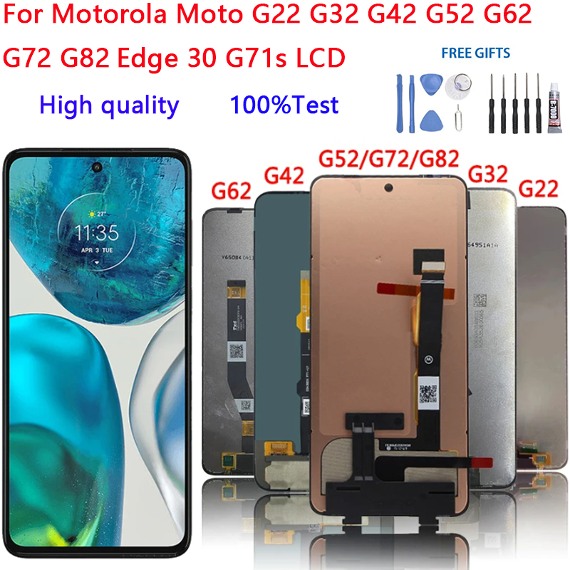 AAA + สําหรับ Motorola Moto G22 G32 G42 G52 G62 G72 G82 Edge 30 G71s จอแสดงผล LCD Touch Screen กรอบ Digitizer Assembly Replacement