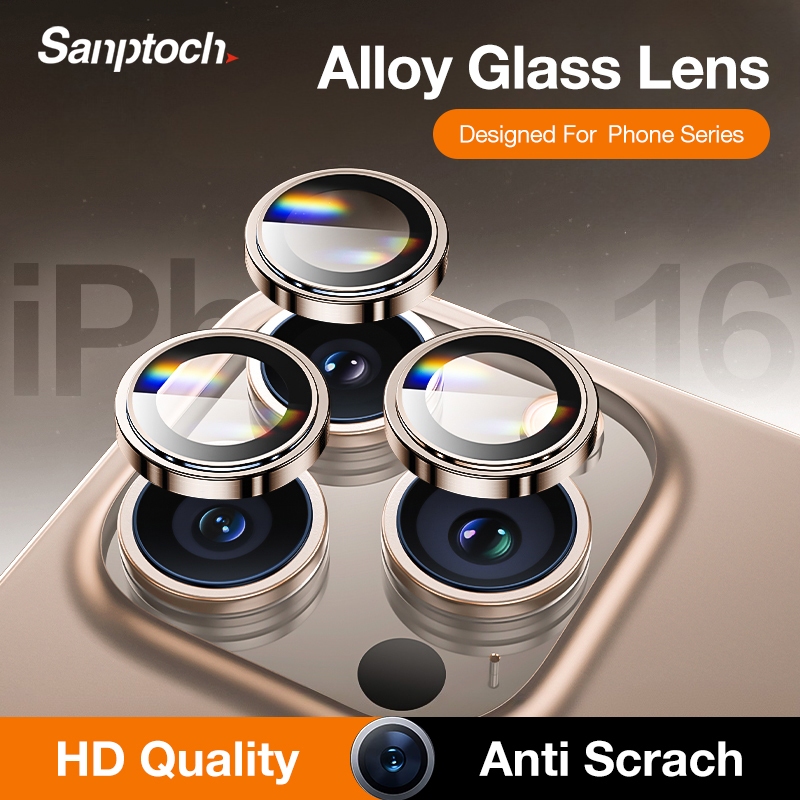 1 ชุด / Sanptoch Metal Alloy Camera Lens Protector สําหรับ iPhone 16 15 14 13 Pro Max HD ฟิล์มกระจกนิรภัย