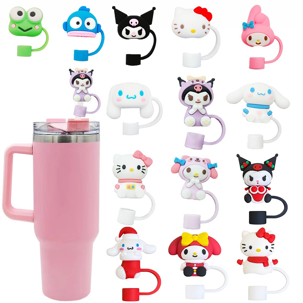 จุกปิดหลอด 10 มม. จุกปิดหลอดใช้ซ้ําได้ จุกปิดหลอดซิลิโคนSanrio สําหรับ Stanley 30&40 ออนซ์