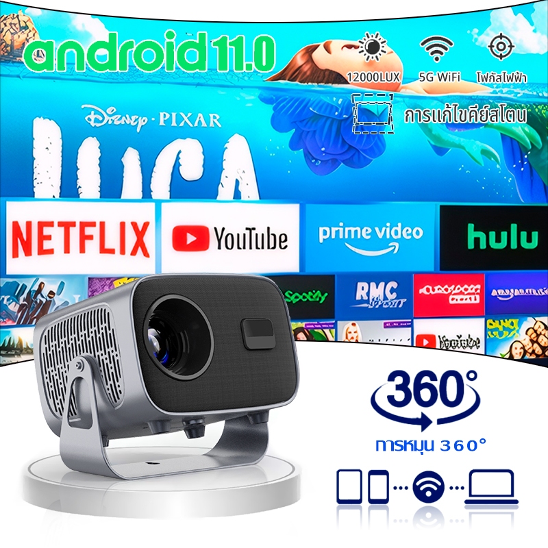 👛ซื้อก็แถม🛍️ LONAISCI โปรเจคเตอร์ มินิโปรเจคเตอร์ 1080P FHD ใช้งานได้กับมือถือ iPhone และ Android รอ