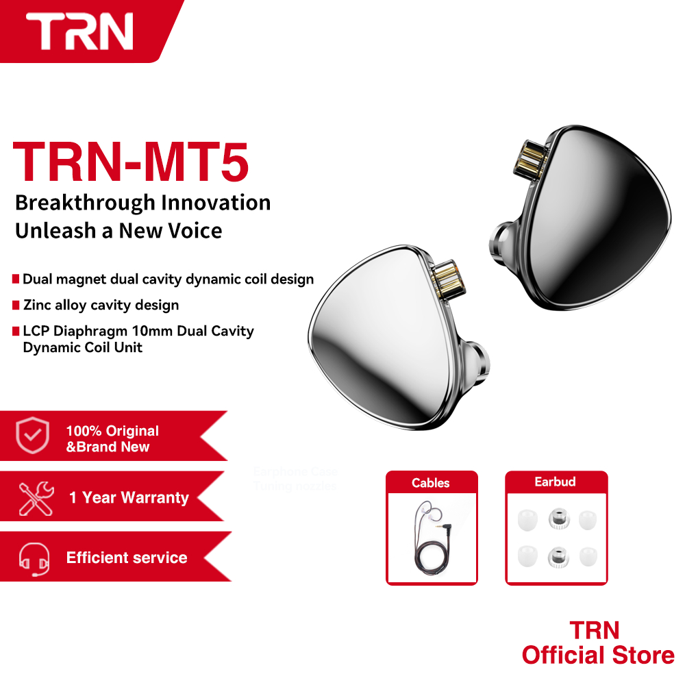 Trn MT5 หูฟัง 10 มม.LCP Dual Dynamic Driver HiFi Bass IEM ชุดหูฟังพร้อมไมโครโฟนตัดเสียงรบกวน