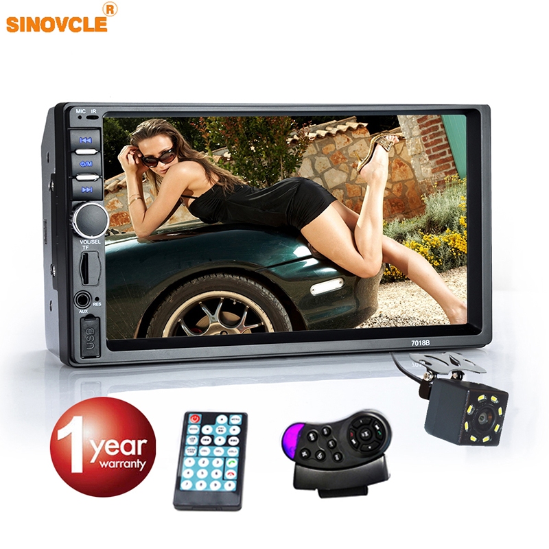 รถวิทยุ 7 นิ้วหน้าจอสัมผัสสเตอริโอบลูทูธ 12V 2 Din FM ISO Power Aux Auto MP5 อินพุต USB SD Player