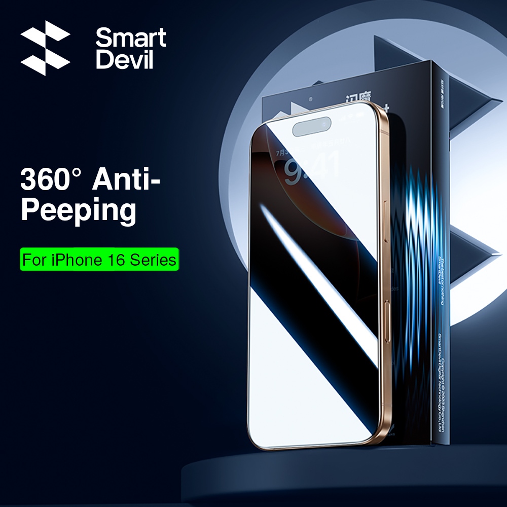 Smartdevil Ultra Thin 360° กระจกนิรภัยความเป็นส่วนตัวสําหรับ iPhone 16/16Pro/16Plus/16ProMax Anti-Peek ฟิล์มป้องกันแบบเต็มหน้าจอ
