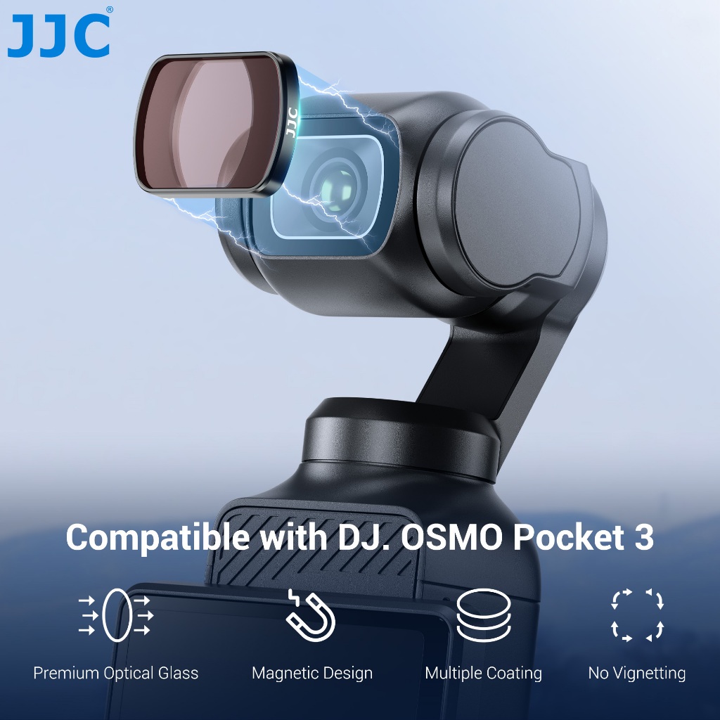 JJC ND/NDV/CPL/1/4 Black Mist Filter ชุดกรองหมอกสีดําสําหรับ DJI Osmo Pocket 3 กล้อง ฟิลเตอร์กระจายแสงสีดำความหนาแน่นเป็นกลางของแม่เหล็ก