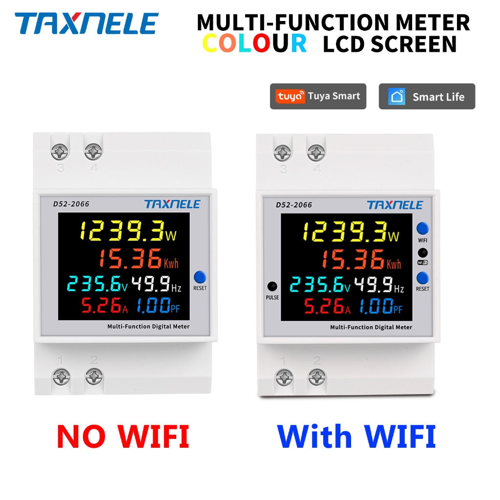 D52-2066 6IN1 din rail AC monitor 220V 100A แรงดันไฟฟ้า Current Power Factor KWH พลังงานความถี่เมตร