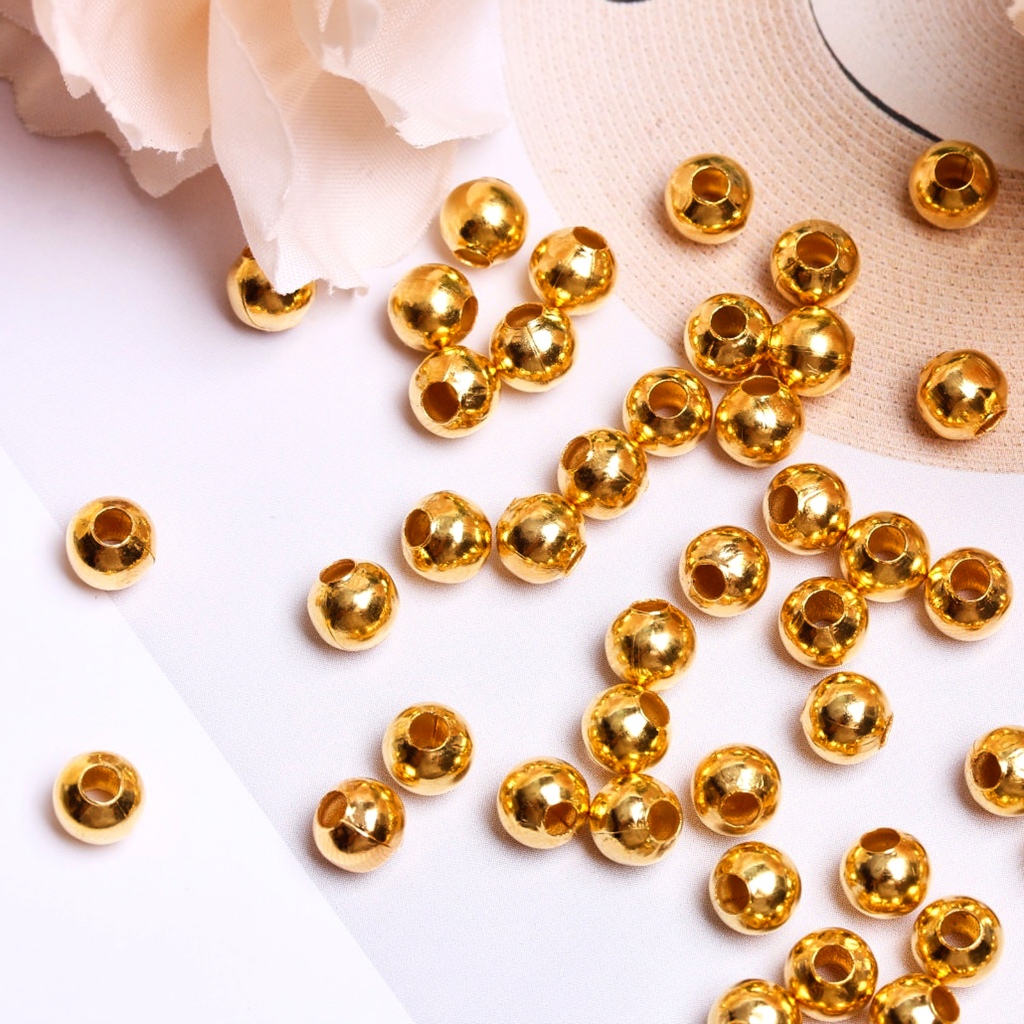 50-400ชิ้น3-8มิลลิเมตรทองเงินตําแหน่งลูกปัดชุบโลหะผสมรอบพื้นที่หลวมลูกปัด ทําเอง สําหรับเครื่องประดับทําขายส่ง