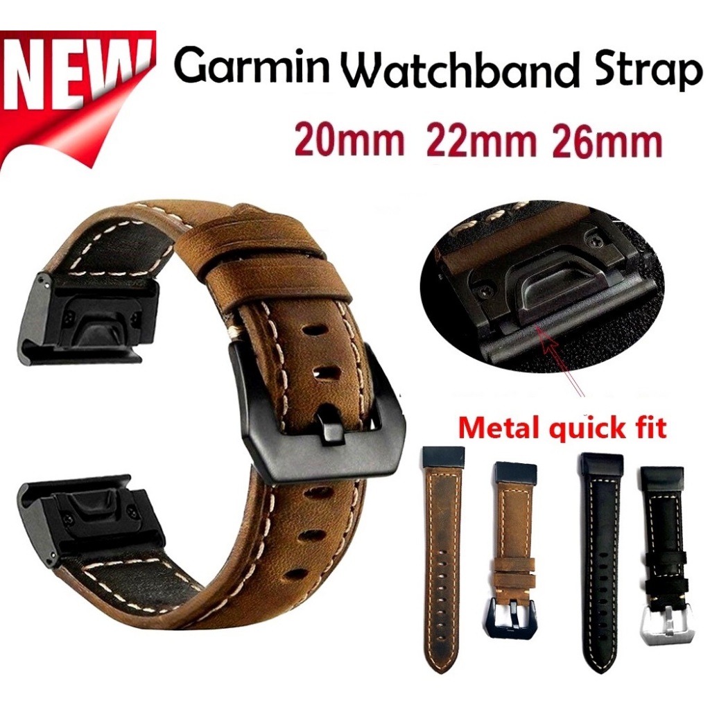 New Genuine Leather Strap สาย Garmin fenix 8 Strap Garmin Fenix 7 , Fenix 7X Strap , Garmin Fenix 5 , Fenix 5 plus , Fenix 5X plus , Garmin fenix 6 pro / fenix 6X สาย fenix 6X Pro , Fenix E Strap quick release garmin fenix 8 สาย Garmin instinct 2 Strap