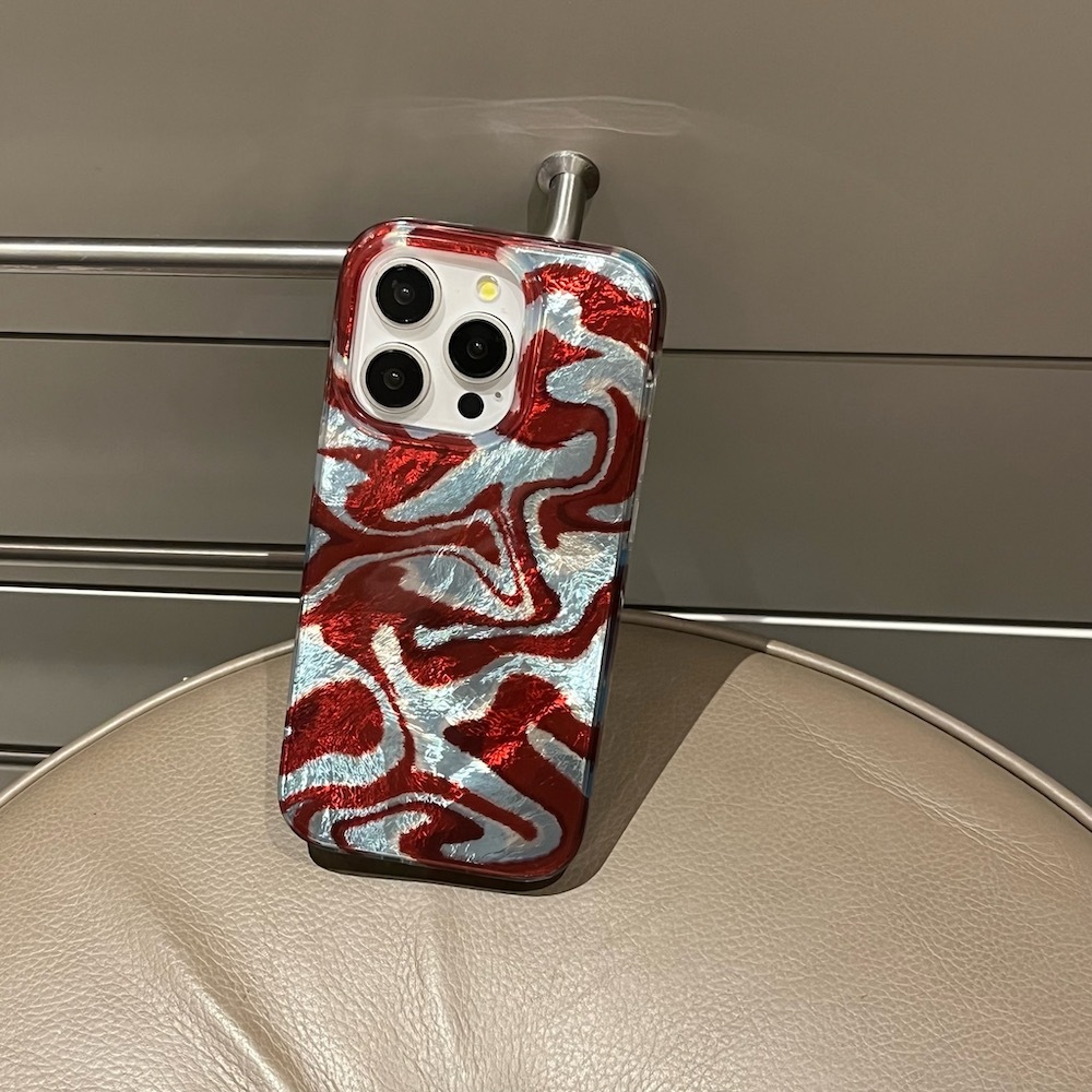 เคสไอโฟน กรณีเข้ากันได้สําหรับ iPhone 16 16Pro 16Promax 15 promax 15Pro 14 13 14promax Blue brown red water ripple สีฟ้าสีน้ําตาลสีแดงระลอกน้ําฝาครอบ IMD คู่