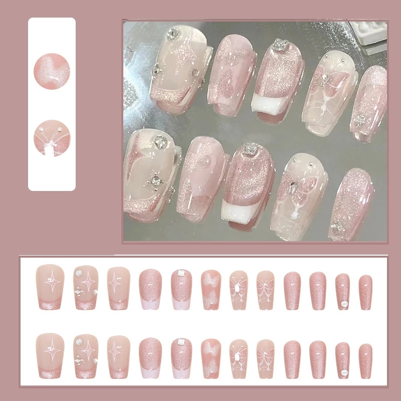 เล็บปลอม French Nail 24 ชิ้น พร้อมกาวอะคริลิค Full Nail thumbnail 4