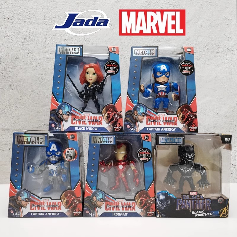 Jada 4 นิ้ว Marvel Iron Man Black Widow กัปตันอเมริกา Black Panther โมเดลตุ๊กตาเครื่องประดับ