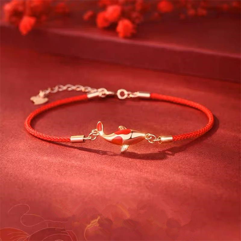 Lanxiu โชคดีเชือกสีแดงถักสร้อยข้อมือก้อยปรารถนาป้องกันสําหรับผู้หญิงเครื่องประดับของขวัญ