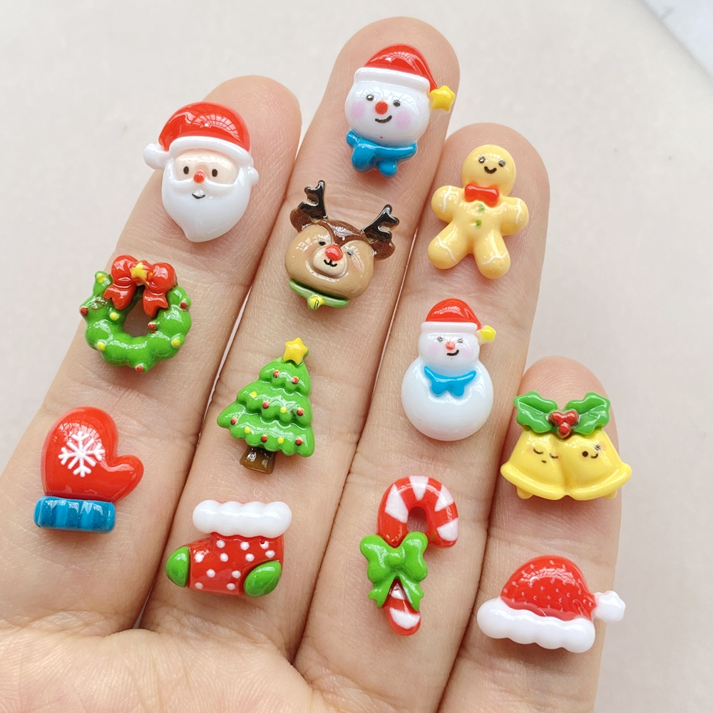 20ชิ้นการ์ตูนมินิคริสต์มาสทําเล็บหัตถกรรมชุด-เรซินที่มีสีสันรุ่นจิ๋วกับมนุษย์หิมะบิสกิตชายต้นไม้ซานตาคลอสกวางเรนเดียร์และโบว์-เหมาะมากสําหรับทําเล็บทําเองสมุดและตกแต่งวันหยุด