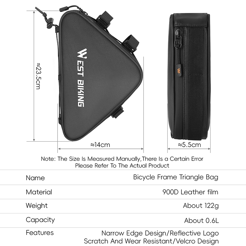 WEST BIKING จักรยานสามเหลี่ยมกระเป๋ากรอบด้านหน้าหลอดขนาดใหญ่ความจุกระเป๋า City ขี่จักรยานกระเป๋า MTB จักรยานเสือหมอบอุปกรณ์เสริม - รูปที่ 4