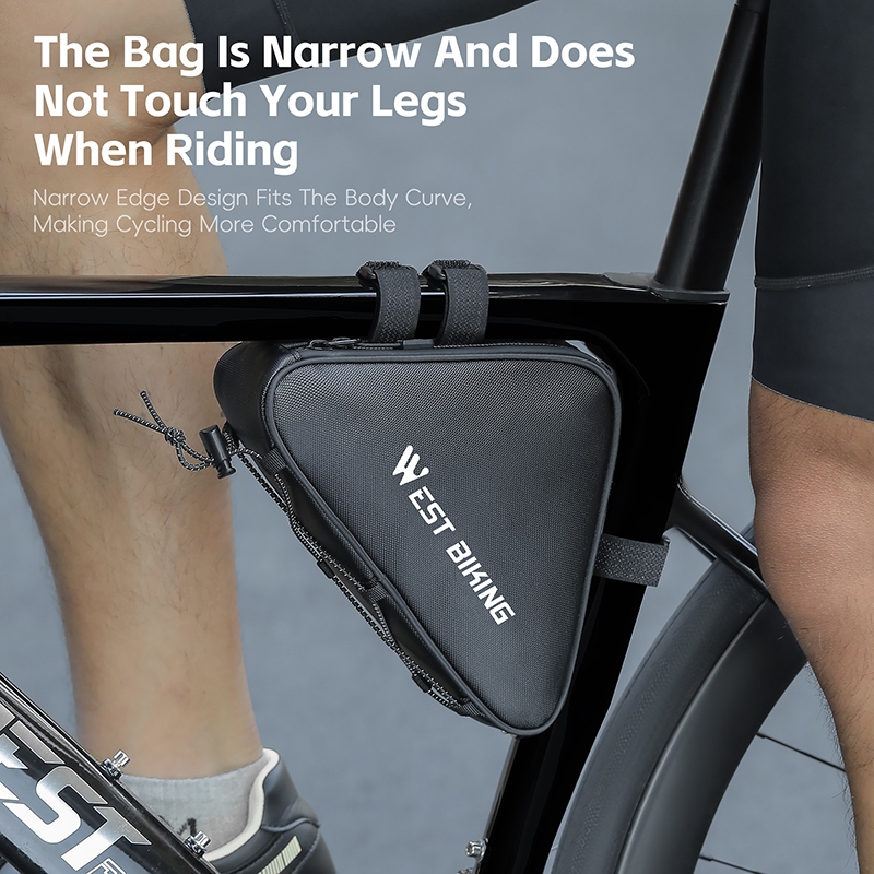 WEST BIKING จักรยานสามเหลี่ยมกระเป๋ากรอบด้านหน้าหลอดขนาดใหญ่ความจุกระเป๋า City ขี่จักรยานกระเป๋า MTB จักรยานเสือหมอบอุปกรณ์เสริม - รูปที่ 3