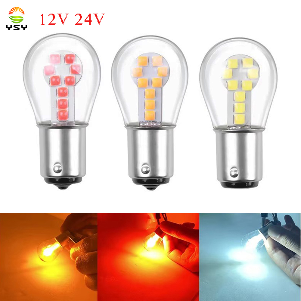 1pcs 1156 BA15S P21W 1157 BAY15D P21/5W หลอดไฟ LED รถเบรคหางหยุดโคมไฟ 3030 ชิป 18SMD รถสัญญาณ 12V 24V