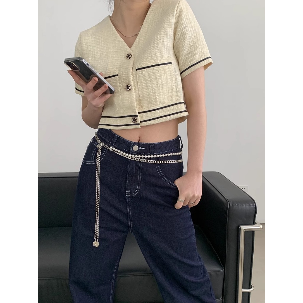 โซ่เอวฝรั่งเศสผู้หญิงสไตล์ใหม่กับกระโปรง ทั้งหมด-จับคู่ โลหะโซ่มุกเข็มขัดกางเกงบางโซ่เสื้อกันหนาวอุปกรณ์เสริมอินเทรนด์ - รูปที่ 3