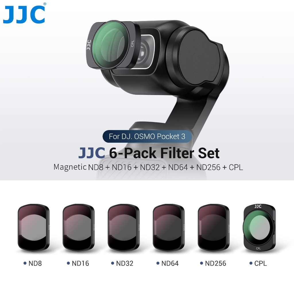 JJC ND/NDV/CPL/1/4 Black Mist Filter ชุดกรองหมอกสีดําสําหรับ DJI Osmo Pocket 3 กล้อง ฟิลเตอร์กระจายแสงสีดำความหนาแน่นเป็นกลางของแม่เหล็ก