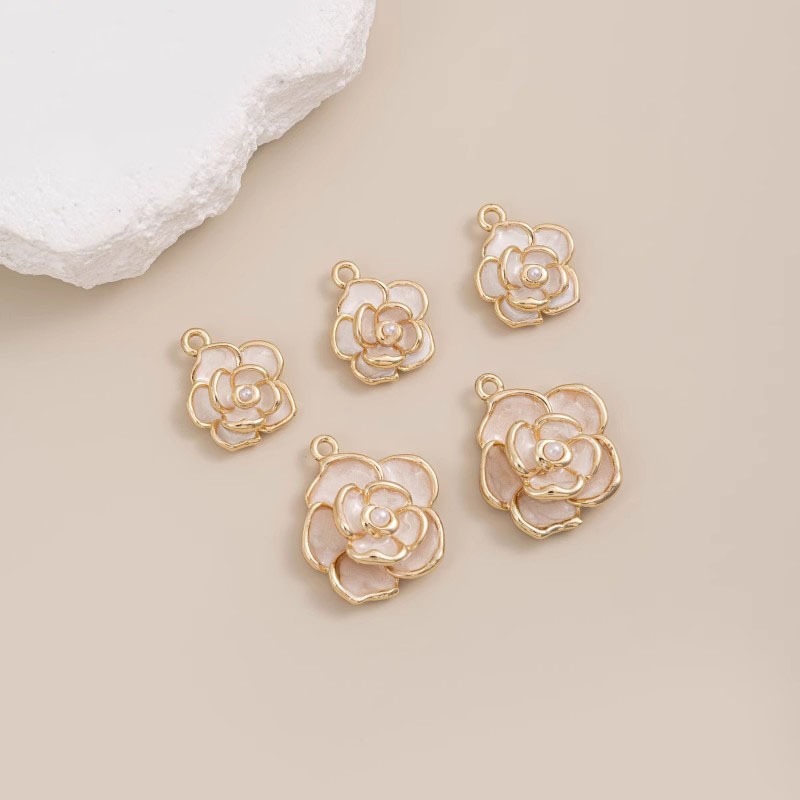 14k Gold-Plated Oil Drop Camellia Charm จี้สําหรับ Handmade DIY สร้อยคอมุกดอกไม้จี้ - รูปที่ 3