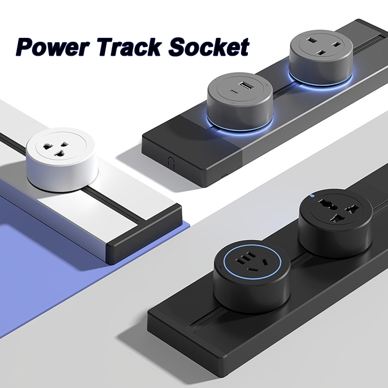 Power Track Socket 40CM 50CM 60CM 80CM รางปลั๊กไฟแบบเลื่อนได้ พร้อมซ็อกเก็ตหลายสวิตช์, USB & TypeC