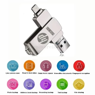 หมุน HP USB แฟลชไดรฟ์ 1TB 3 in 1 Otg Pendrive สําหรับจัดเก็บข้อมูลภายนอกบน iPhone Android และ PC แบบพกพา Memory Stick