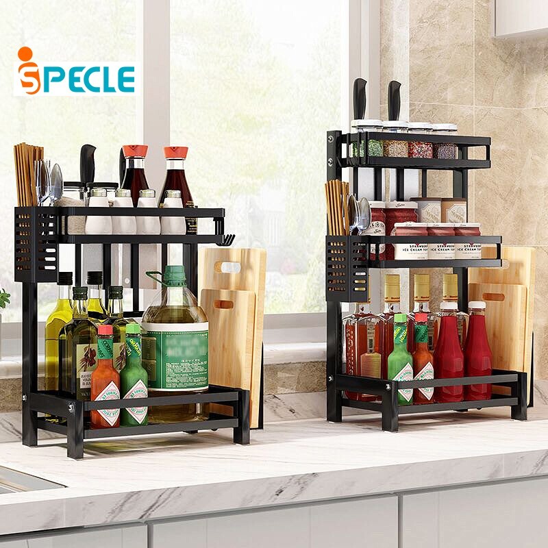 iSPECLE 2/3ชั้น ชั้นวางเครื่องปรุงเครื่องเทศ ที่ใส่เครื่องปรุง ชั้นวางเครื่องปรุง ชั้นวางเครื่องครัว ประหยัดพื้นที่
