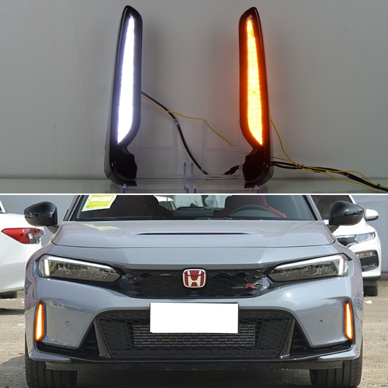 Honda Civic Type R 2024-2025 2PCS LED ไฟวิ่งกลางวันแบบไดนามิกไฟเลี้ยวรถ 12V LED DRL โคมไฟ