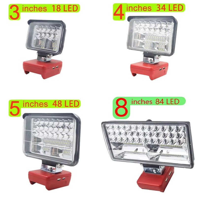 3/4/5/8 นิ้วไฟ LED ทํางานสําหรับ Milwaukee 18V Li-ion แบตเตอรี่เครื่องมือแบบพกพา Spotlight พร้อม Dual USB ไฟฉุกเฉินเครื่องมือ