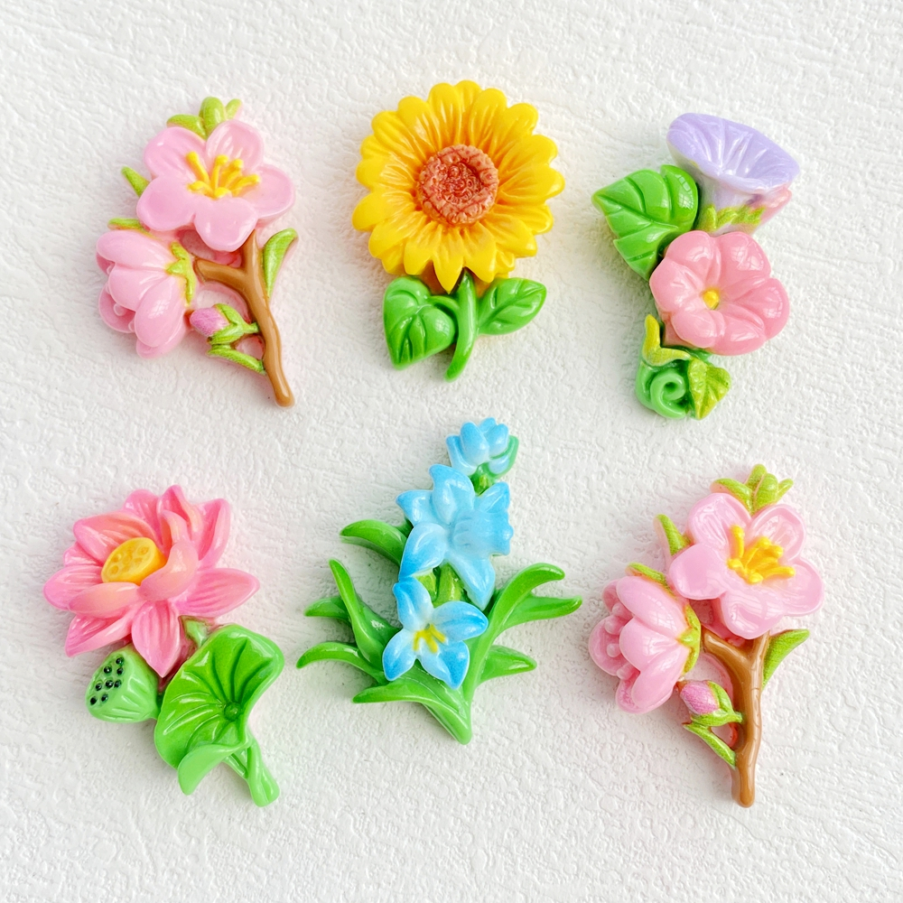 ชุด 10 ชิ้น Kawaii เรซิ่นดอกไม้ Charm Set-Vitality Rose, Cherry Blossom, ดอกทานตะวัน, ดอกไม้สารพัน, Lotus-Flat กลับตกแต่ง, เหมาะสําหรับ DIY สมุดภาพ, เครื่องประดับทําและงานฝีมือตกแต่งบ้าน