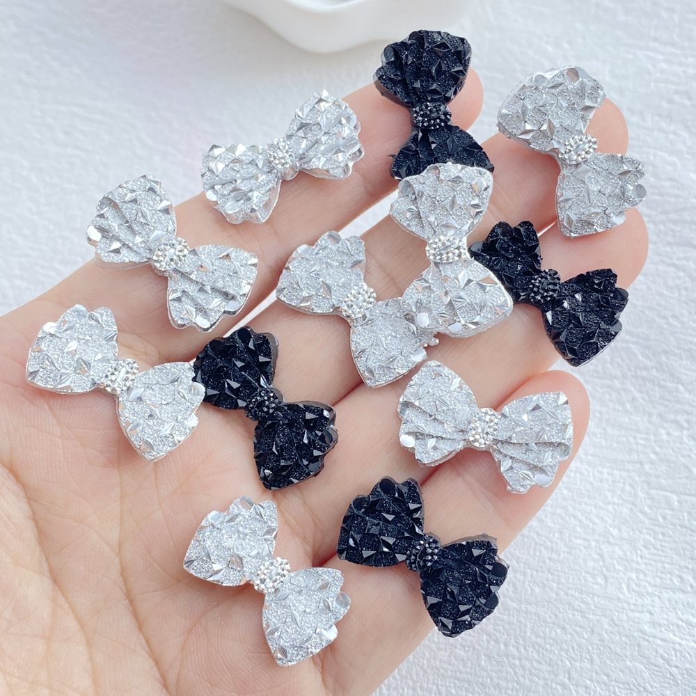 20 ชิ้นชุดเรซิ่นเงินสีดําโบว์แบนกลับ พลอยเทียม-เหมาะสําหรับเล็บ, ทําเอง งานแต่งงานสมุดภาพ,งานฝีมือเครื่องประดับและอุปกรณ์