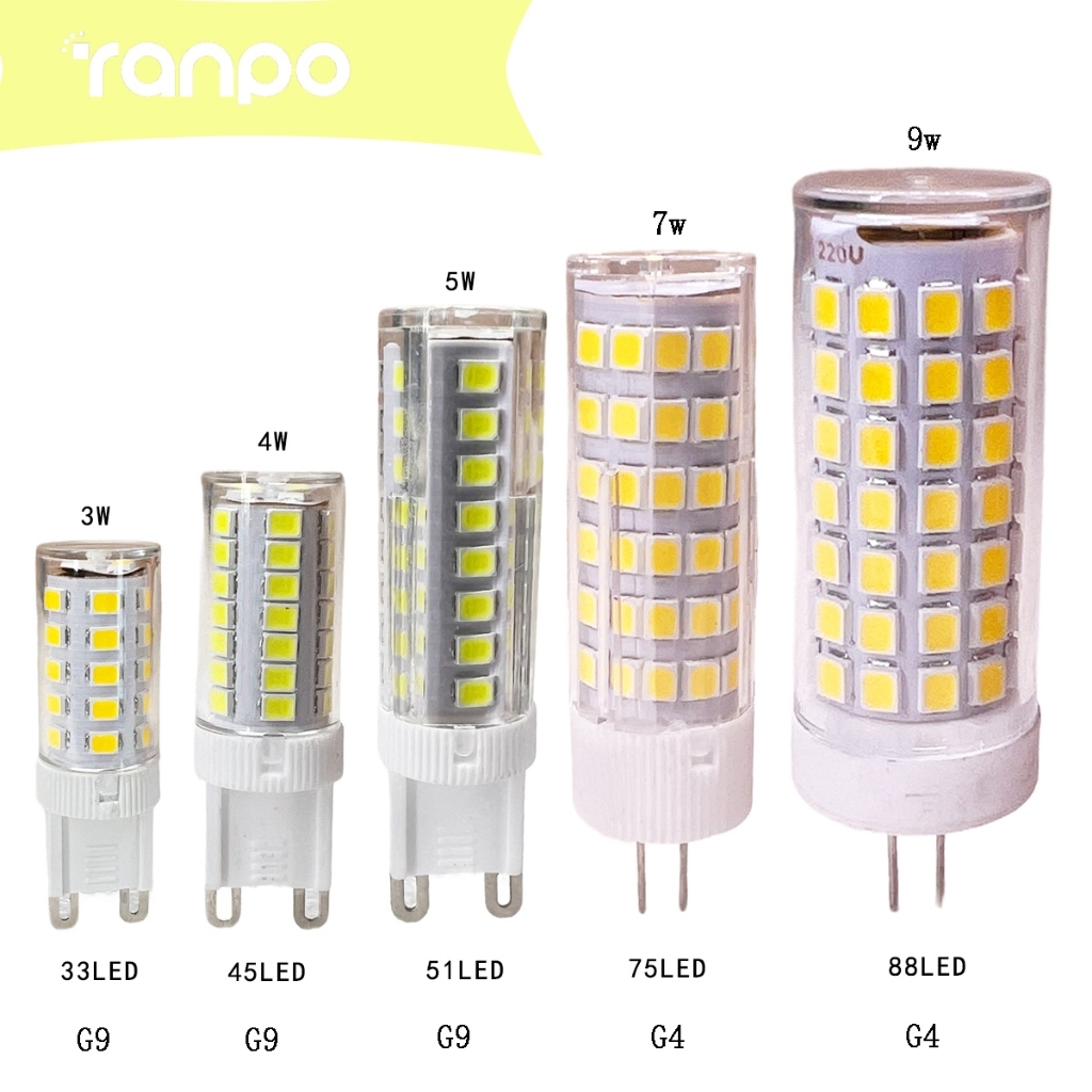 Led เซรามิคข้าวโพดหลอด 9W 7W 5W 4W 3W โคม Bright Cool White Mini SMD 2835 ไฟหน้า 3000K-6000K G9 G4 สําหรับหลอดไฟตกแต่งห้องโคมไฟ 220V