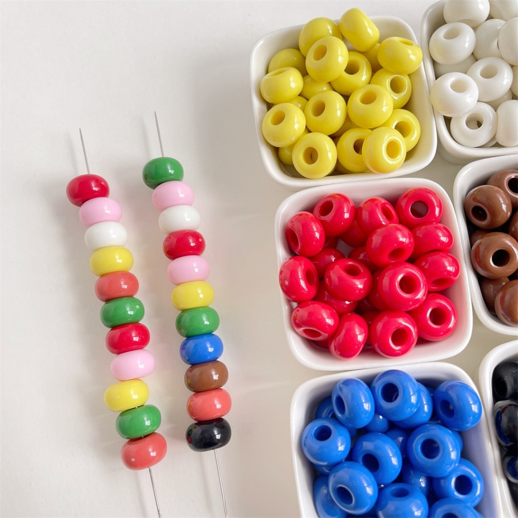 10pcs 14mm ขนาดใหญ ่ ลูกปัด Abacus แยกลูกปัดอะคริลิคสี DIY โทรศัพท ์ มือถือสร ้ อยคออุปกรณ ์ เสริมผม Handmade วัสดุ