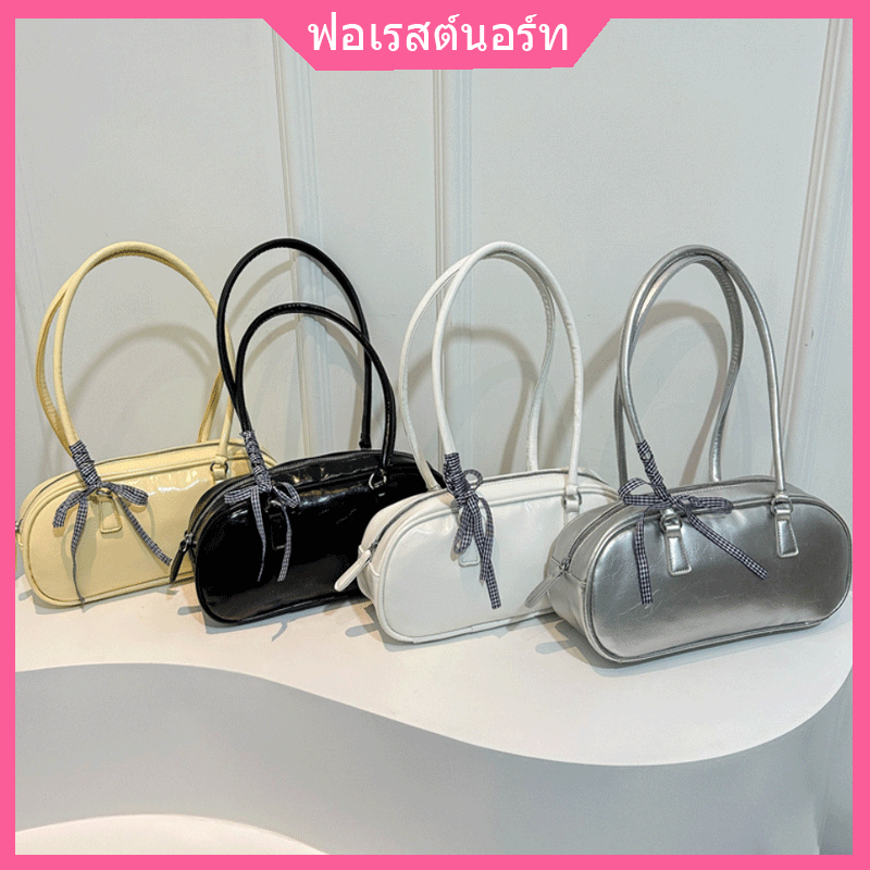 มีสินค้า กระเป๋าใต้วงแขนเฉพาะเกาหลีของผู้หญิงอินเทรนด์สไตล์บัลเล่ต์โบว์กระเป๋าถือกระเป๋าสะพายความจุขนาดใหญ