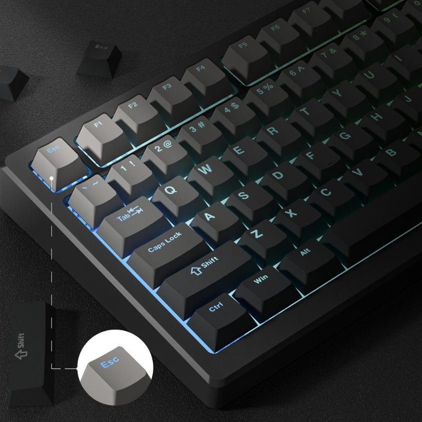 Voier 132 คีย์ Dark Shadow Keycaps Double Shot PBT Shine ผ่าน Key Caps สําหรับ Cherry Gateron MX Switches คีย์บอร์ดเกมกล