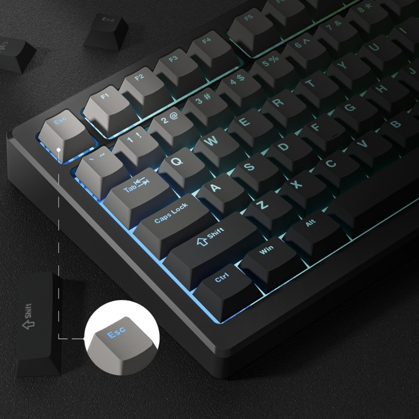 Voier PBT Double Shot Keycaps 132 คีย์ Shine ผ่าน Backlit Dark Shadow Custom Key Caps ชุด